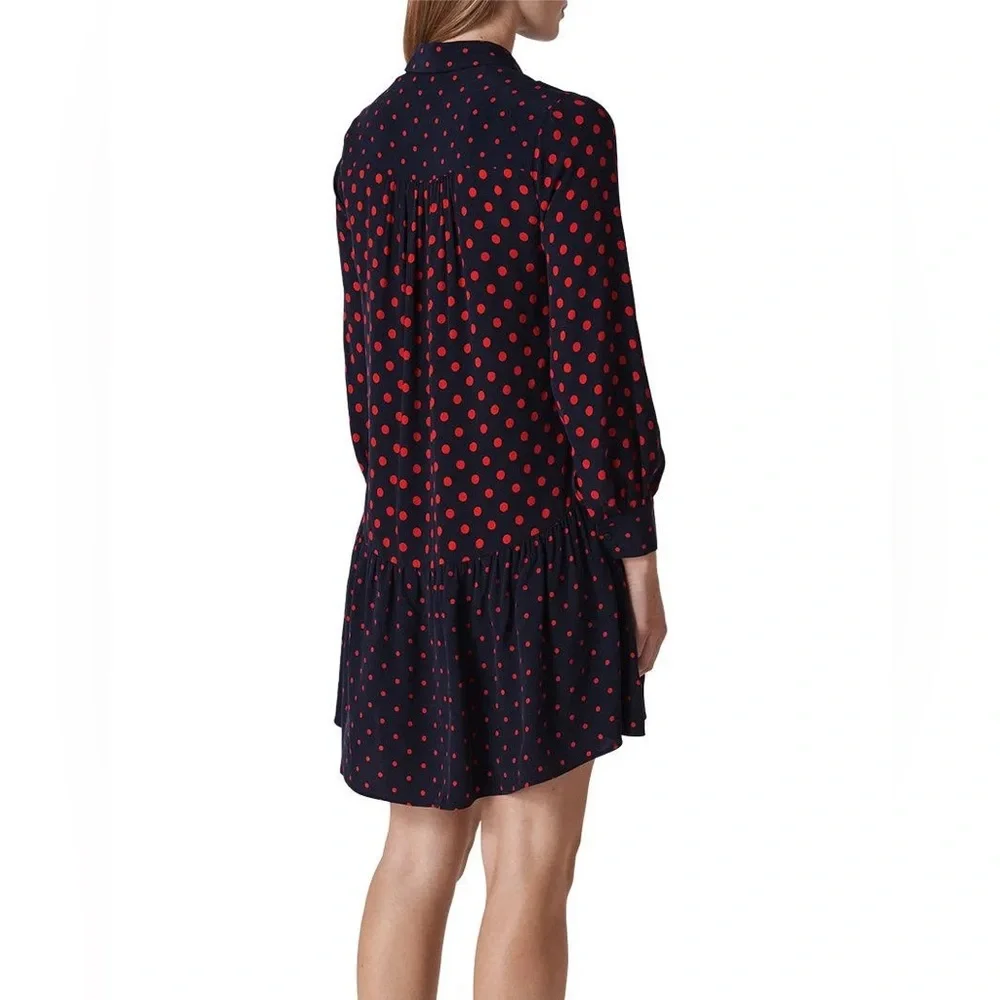 Whistles Navy Molly Polka Dot Shirt Dress Size UK 10 / US 6 / EU 38‎